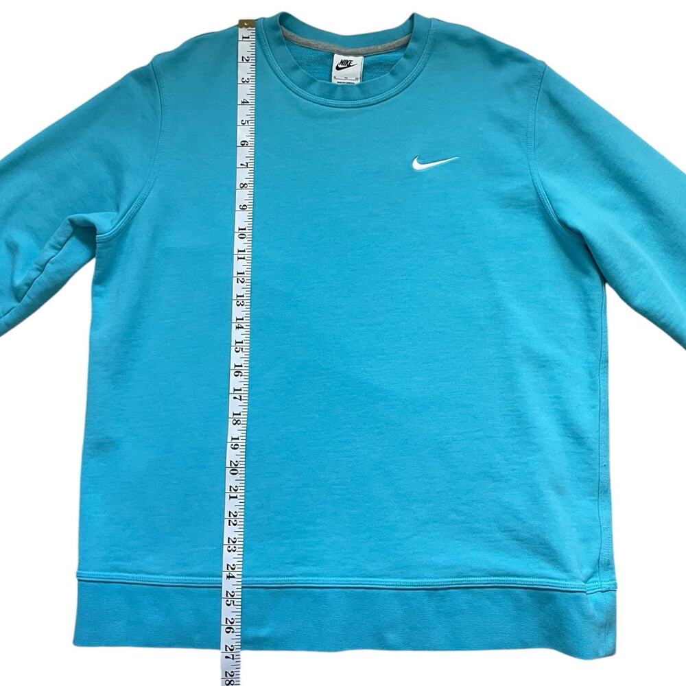Nike Solo Swoosh Fleece Crew Sweatshirt Turquoise Blue XL Pullover Athleisure - Picture 9 of 10